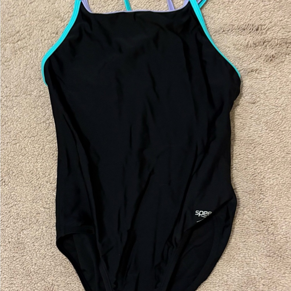 Speedo Kids Black One Piece with Aqua Highlights